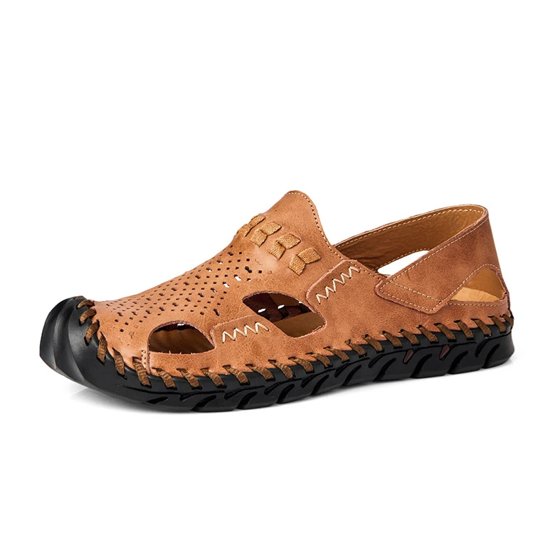 

Classic Mens Sandals Summer Genuine Leather Male Beach Sandals Soft Comfortable Male Outdoor Beach Slippers Slip-ON Man Sandals