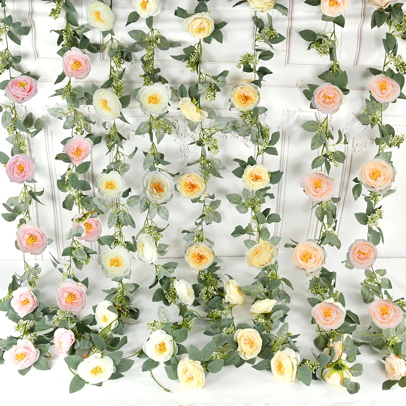 

198cm/Pcs Artificial Flower Garland Fake Flowers Hanging Vine for Home Garden Party Wedding Arch Decoration Flower String Rattan