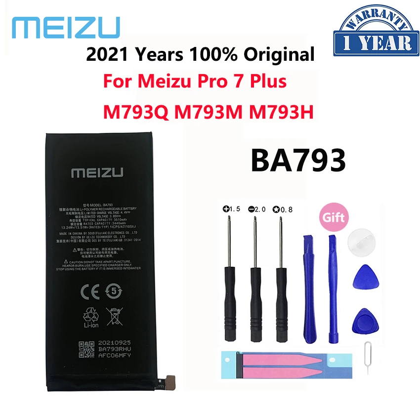 

100% New Original 3510mAh BA793 Replacement Batteries For Meizu Pro 7 Plus M793 M793H M793M M793Q Phone Battery Bateria
