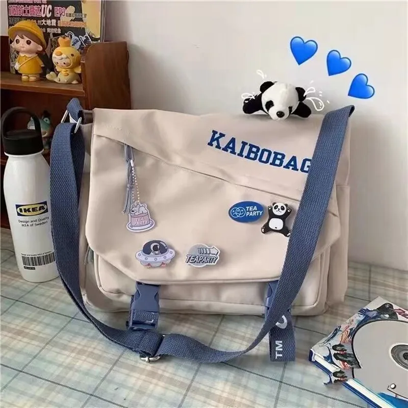 

Waterproof Nylon Messenger Bag Women's Large Capacity Shoulder Bag Men Harajuku Print Ladies Crossbody Bags for Girls Satchels