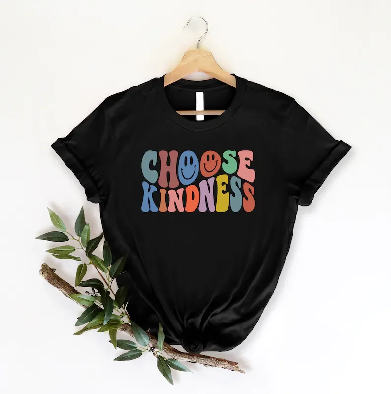 

Choose Kindness Be Kind Smiley Face Positive Women Tshirt Streetwear girl Clothing Cotton Shirt O Neck Short Sleeve Top Tees