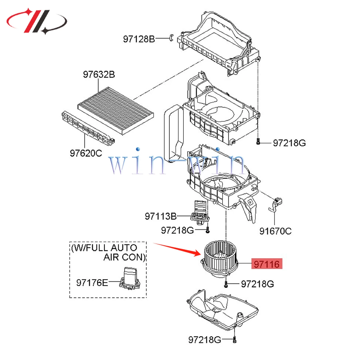 97113-2L000 971132 L000 971131 -H000 Автоматический двигатель вентилятора переменного тока для