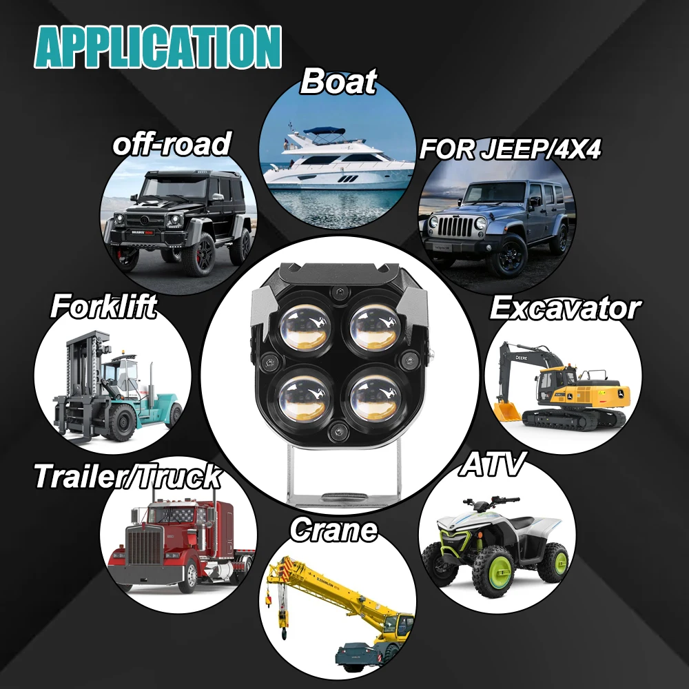 40 Вт Мотоцикл 5D-объектив Двухцветный (RGB) Рабочие Фары С Крышкой Для Внедорожника