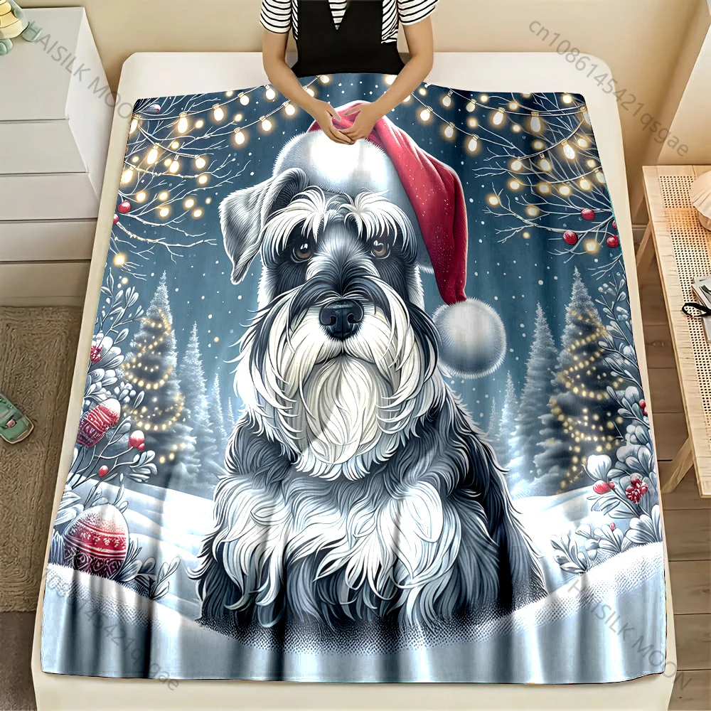 MINISO Фланелевое одеяло с принтом Шнауцер