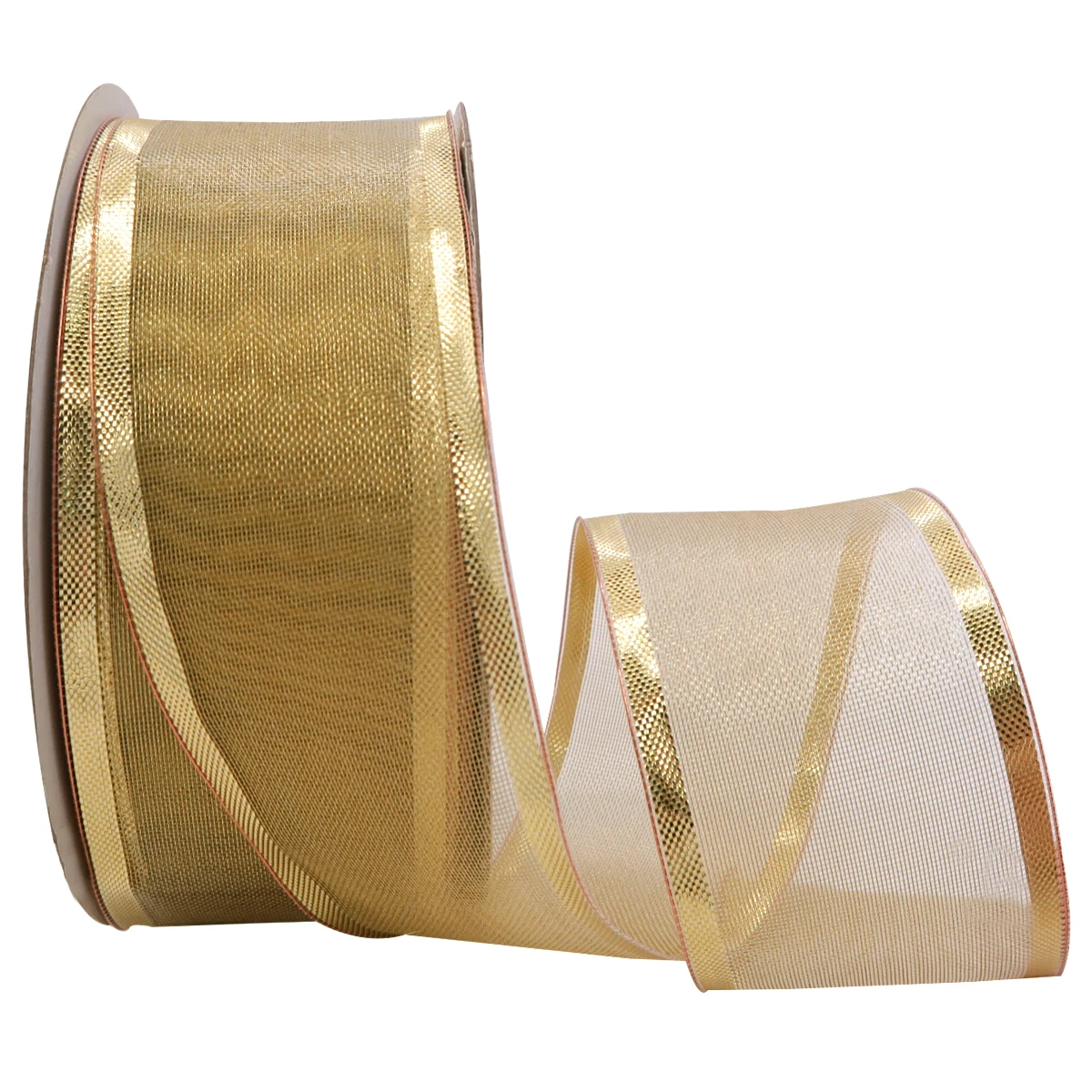 

5 10 25 Yards/Roll 38mm Golden Gleam Metallic Ribbon Wired for Home Decor Wreaths Gift Wrap Bows for Crafts Christmas Decor 2069