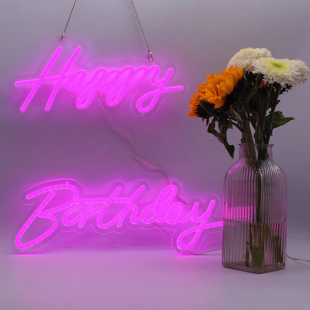 

С Днем Рождения 58*40 см Светодиодная подсветка Гибкая прозрачная акриловая подвеска неоновая вывеска световая буква доска для вечеринки дек...