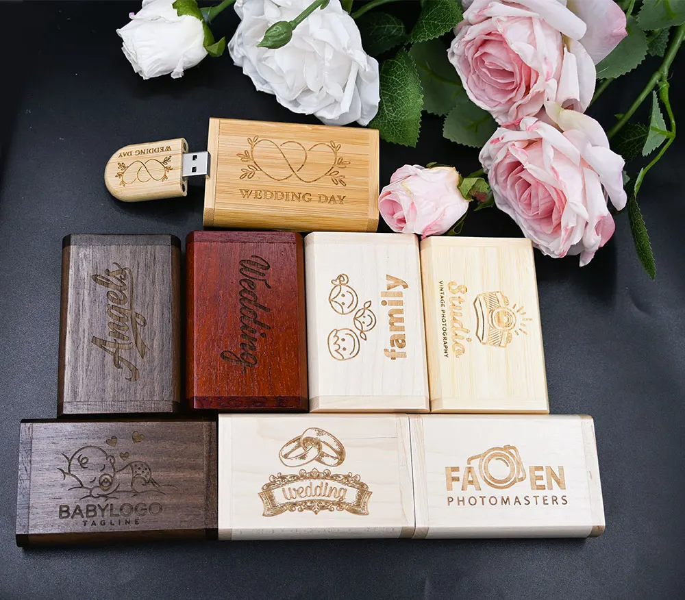 Фото 10 шт. деревянных USB-накопителей USB 3.0 с бесплатным нанесением логотипа, флешки на 128 ГБ, 64 ГБ, 32 ГБ, бамбуковые USB-накопители, креативный бизнес-подарок. №3