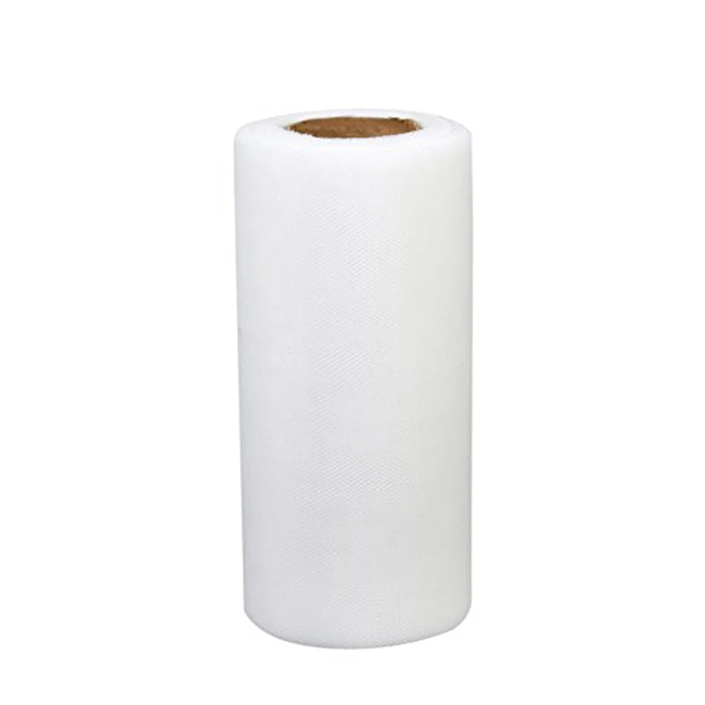 

1 Roll/2 Roll 6 Inch Wedding Banquet DIY Tulle Fabric White Banquet Tulle Craft Tutu Decoration For Bow Banquet Wedding Party