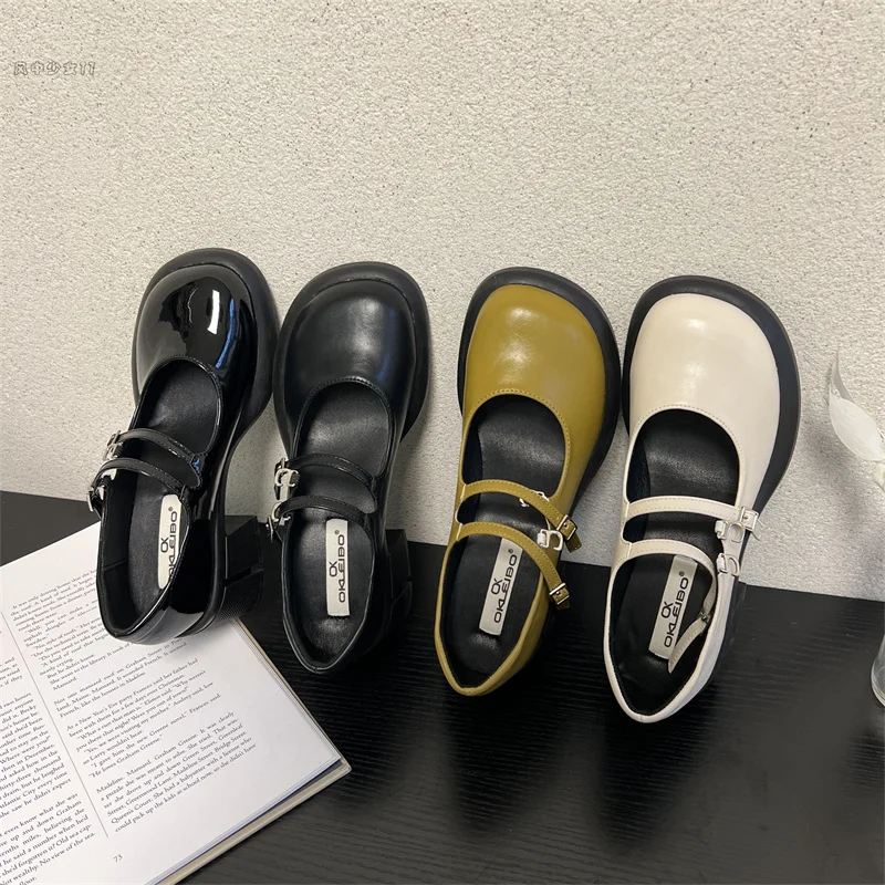 

Туфли-лодочки женские на шнуровке, повседневные босоножки без застежки, баскетбольная платформа, круглый носок, Туфли Мэри Джейн, 2022