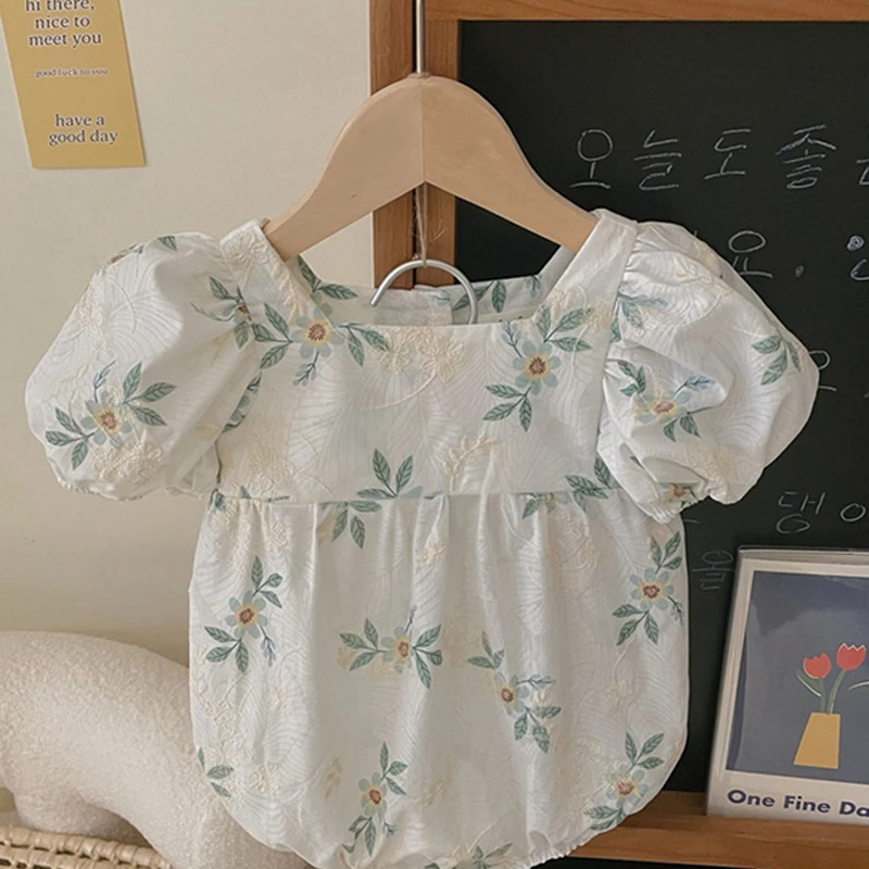 

Летний модный Детский боди с цветочной вышивкой для маленьких девочек; Цельнокроеная одежда для маленьких девочек; Детский комбинезон для ...