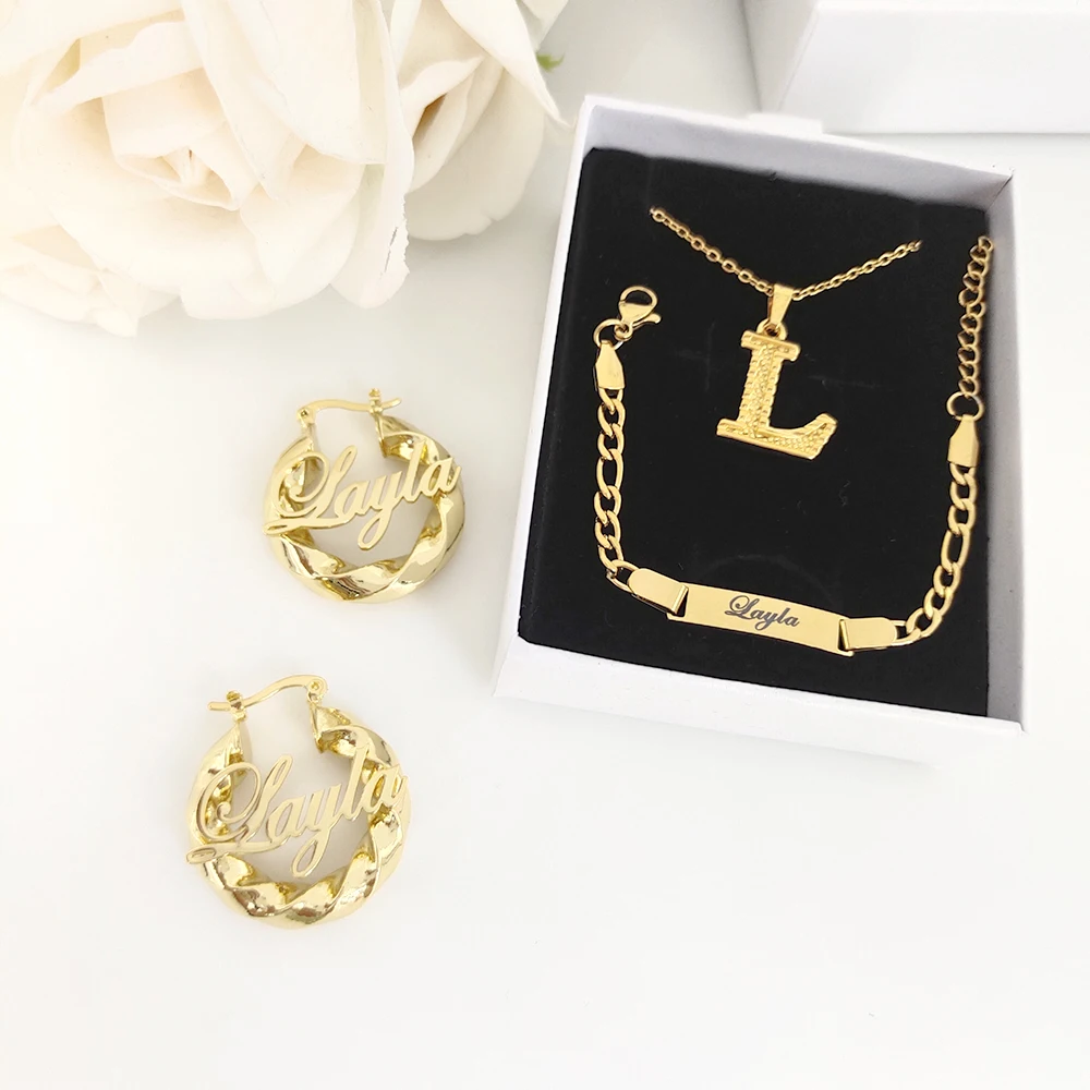 Набор ювелирных изделий DODOAI с надписью на заказ из нержавеющей стали именная