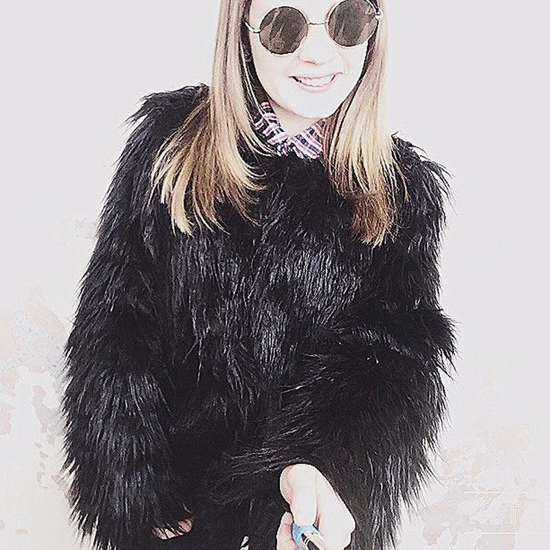 Autumn Winter Thick Warm Faux Fur Coats Women Solid Colors Loose Casual Furry Jackets Office Lady Luxury Elegant Fur Outwears