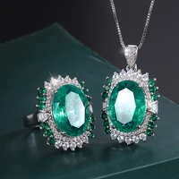 retro 925 sterling silver 1318mm emerald gem crystal necklace for women ring jewelry streetwear gift mexico valentines nordic