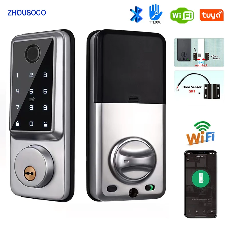 

Smart Deadbolt Locks Tuya Wifi Biometric Fingerprint Auto Lock Ttlock BLE Password Digital Keyless Entry Keypad Electronic Lock