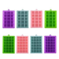 1pc 15 24 grid rectangle silicone ice cube tray reusable ice cream maker with lid cool gadgets for home kitchen best seller