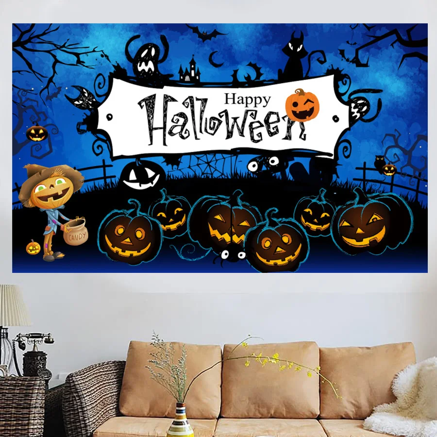 Decorazioni per feste di Halloween grande sfondo di Halloween Banner zucca Photo Booth sfondo per forniture spaventose per feste di Halloween