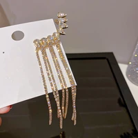vintage water droplet diamond tassel earbone clip earrings for women korean fashion earring daily birthday party jewelry gifts