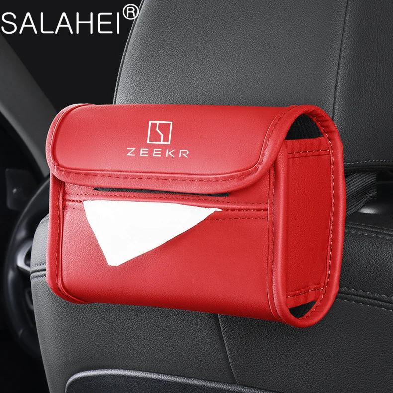 

Car Sun Visor Hanging PU Leather Tissue Box Universal Creative Holder For ZEEKR 001 009 Auto Interior Storage Case Accessories