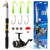 carbon telescopic fishing rod with line lure kit reel combo with fishing reel float hooks saltwater freshwater fish accessories