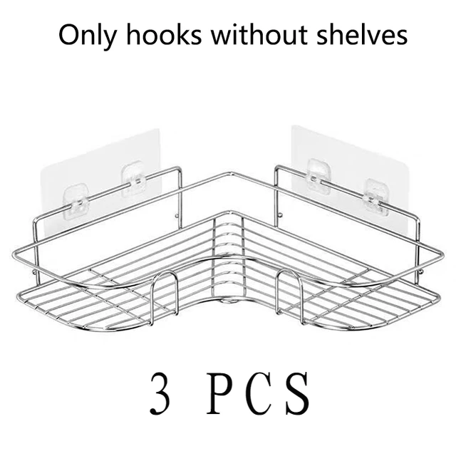 

2 Wall-mounted Adhesive Hooks Under Wire Rack Coat Rack Bracket Clips Bathroom Shelf Bathroom Organizer No Hole Punch