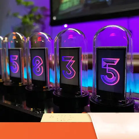 RGB Pseudo Glow Tube Clock Desktop Decoration Gift Destiny Stone Gate |