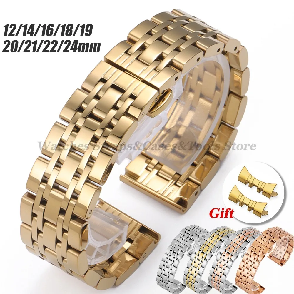 Ремешок из нержавеющей стали 12/14/16/18/19/20 мм/21 мм/22 мм/24 мм для Armani Tissot ремешок Citizen