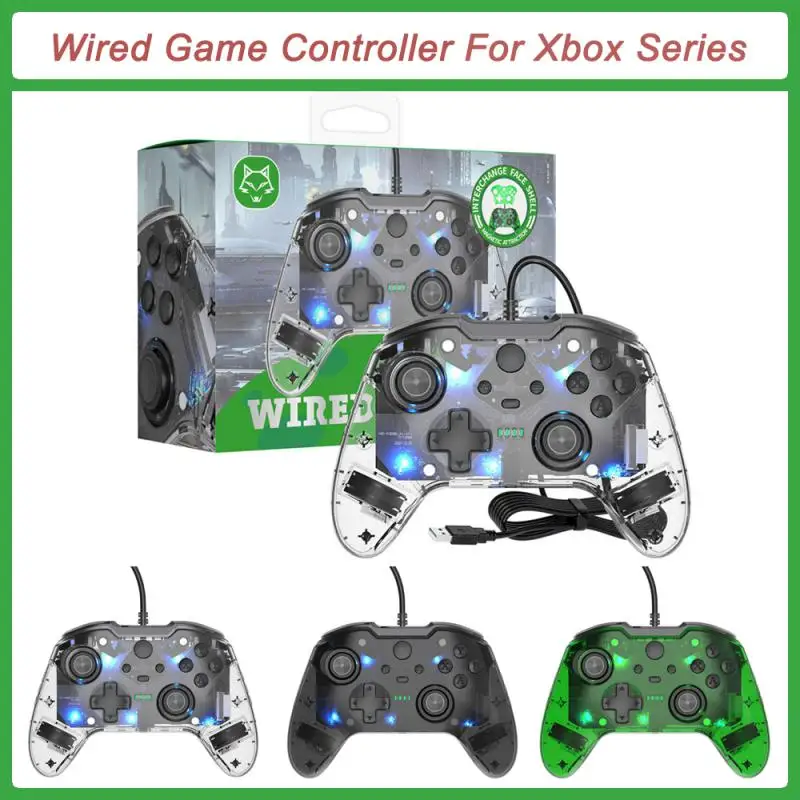 

Прозрачный проводной игровой контроллер для консоли Xbox One с кабелем 1,8 м, прозрачный геймпад, джойстик с двойной вибрацией мотора
