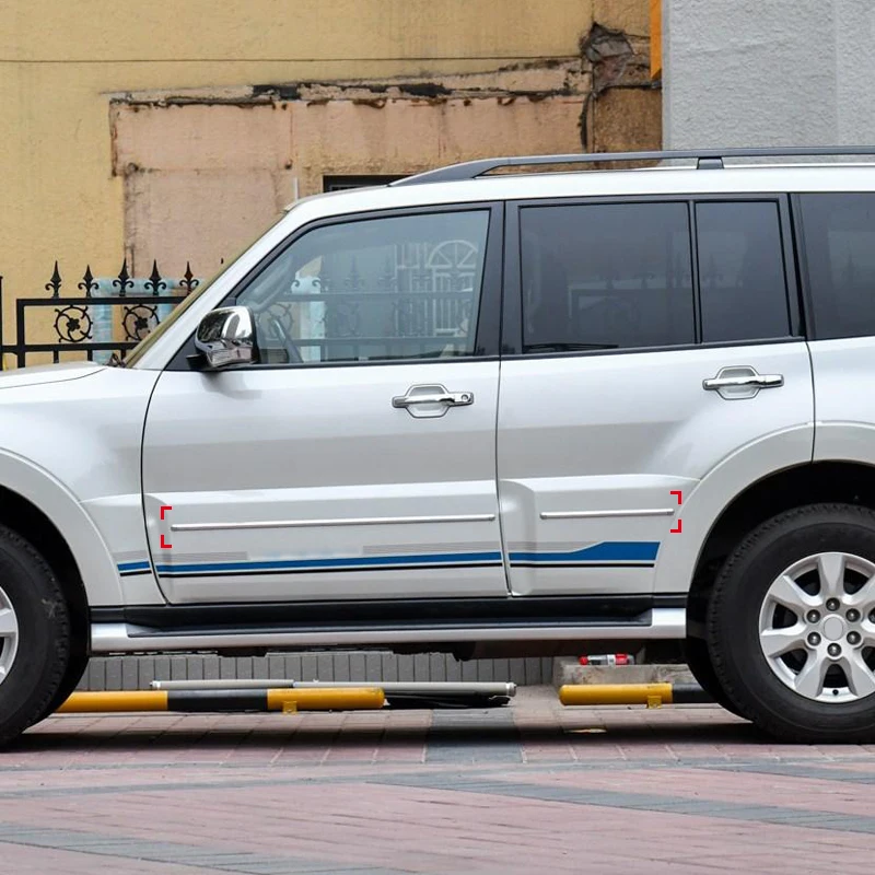 

Для Mitsubishi Pajero V80 V93 V95 V97 V98 07-21 внешние аксессуары для автомобиля, молдинговая полоса боковой двери, накладка из АБС-пластика, хром, 4 шт.