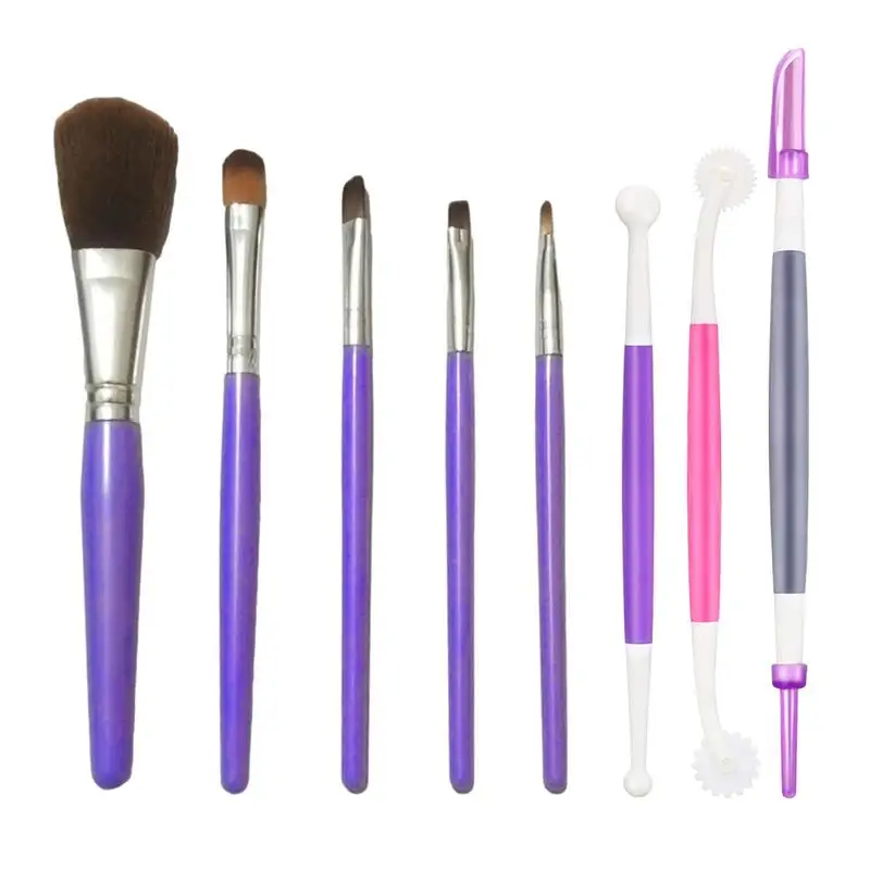 10Pcs Cake Decorating Brush Tool Set Cookie Decoration Brushes Fondant And Gum Paste Tool For Diy Sugar Cookie Fondant Cake