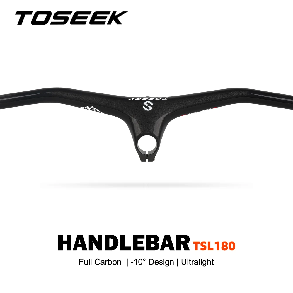 

TOSEEK TSL180 Mtb Handlebars And Stem -10Degree Carbon Integrated Handlebar 260g Width780-70/80/90/100/110mm For Mountain Bike