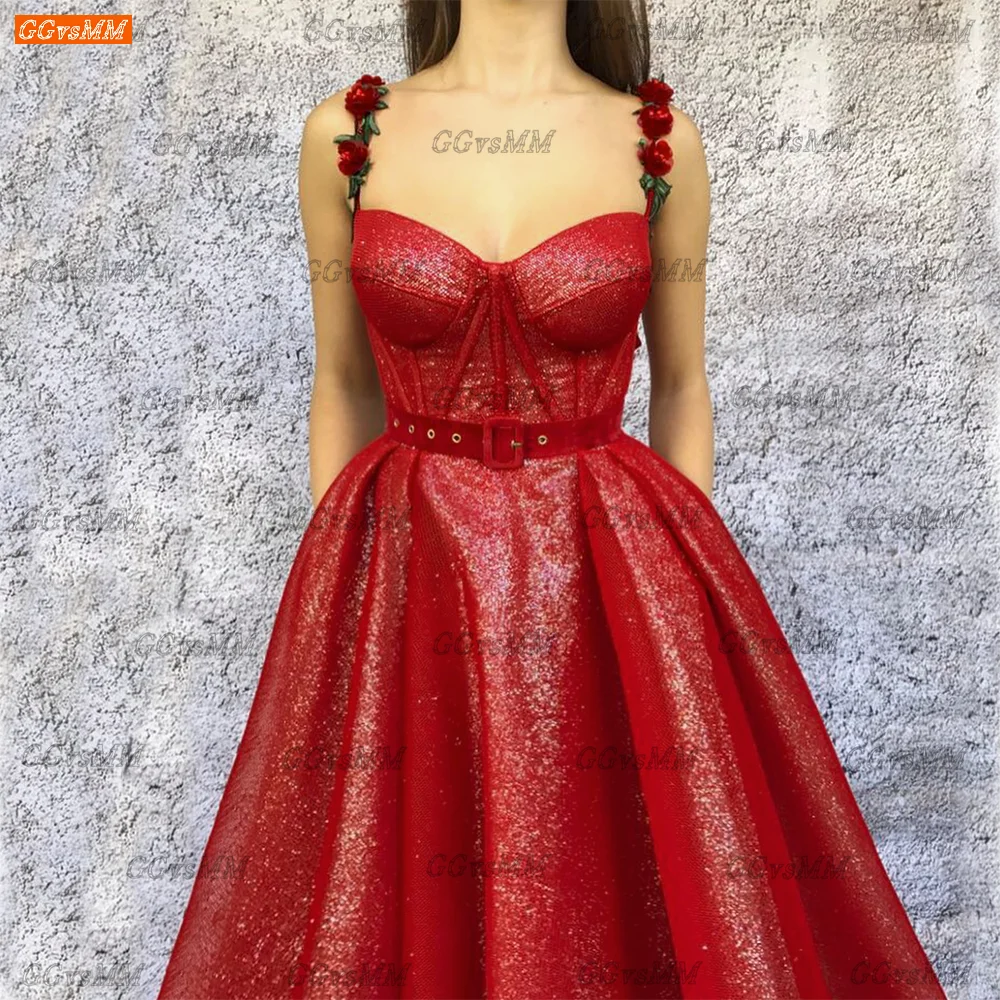 Сверкающие красные вечерние платья для женщин 2022 Robe De Soirée Mariage ТРАПЕЦИЕВИДНОЕ