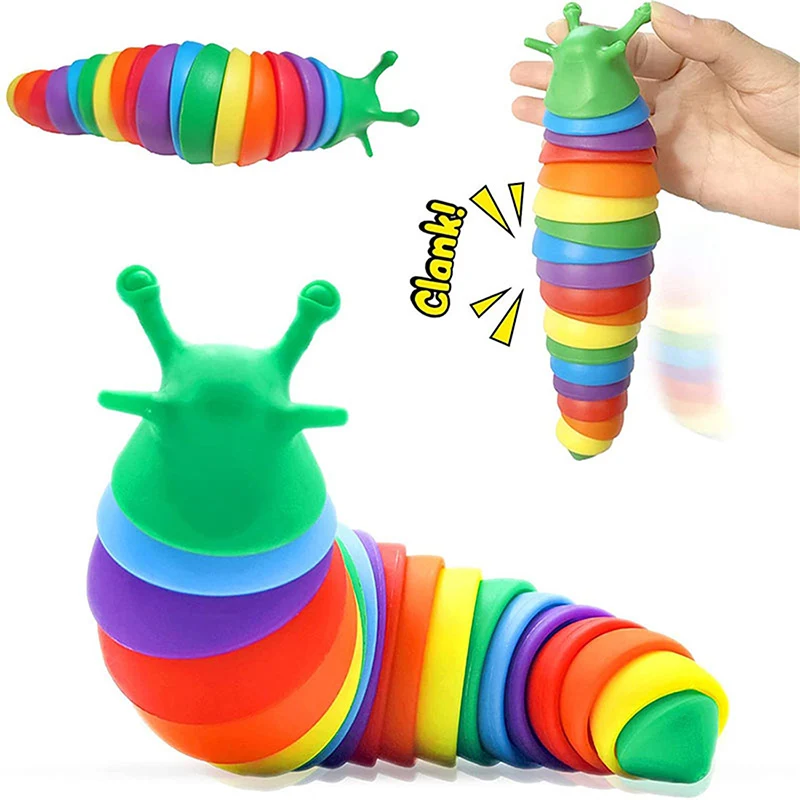 

Flexible Fingertip Sensory Novelty Emulation Worm Toy Children Antistress Squirming Slug Gift Decompression Cute Rainbow Slug