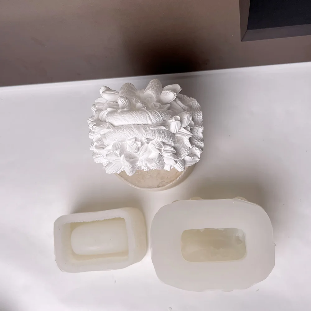 3D корзина для цветов коробка хранения гипсовая силиконовая форма с крышкой