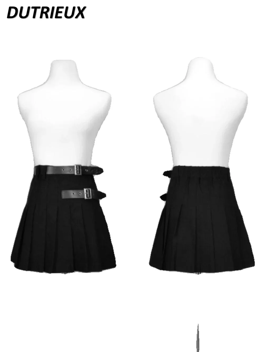 Женская мини-юбка с завышенной талией черная плиссированная юбка в японском