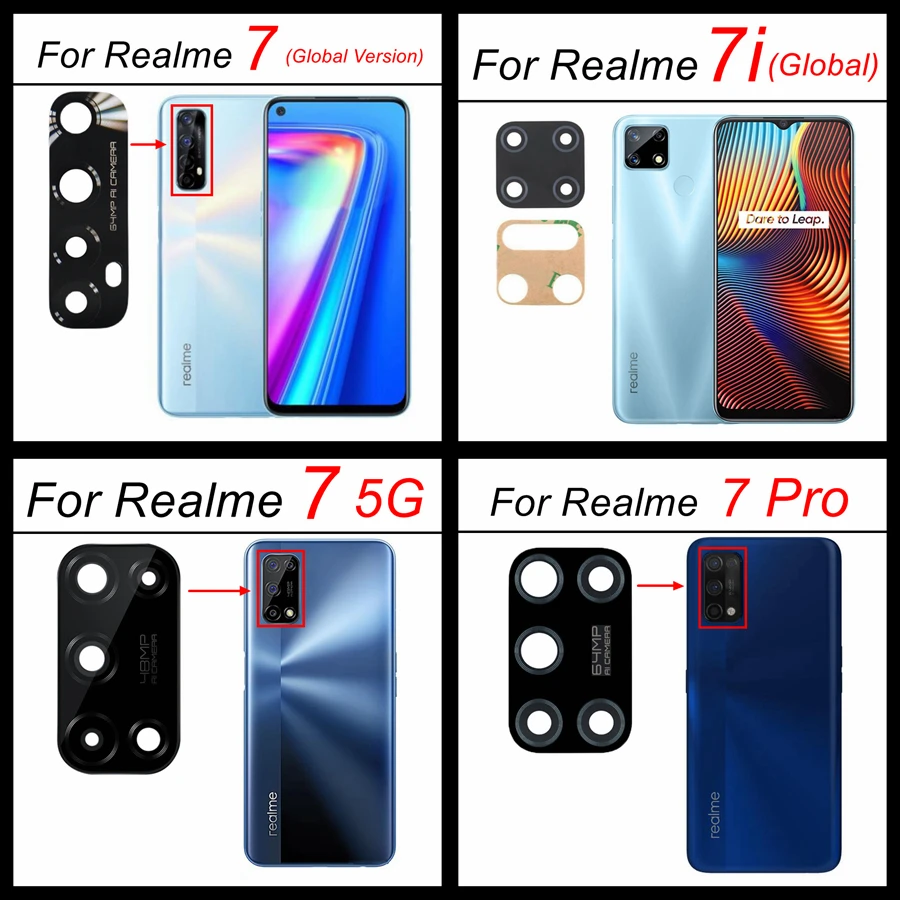 

Оригинальное стекло для задней камеры Realme 7 Pro 7i Global, запасные части с клейкой лентой