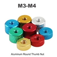 10pcs m3 m4 aluminum profile small round thumb nuts knurled manual hand tighten bolt nut anodizing aerial camera rack screw nail