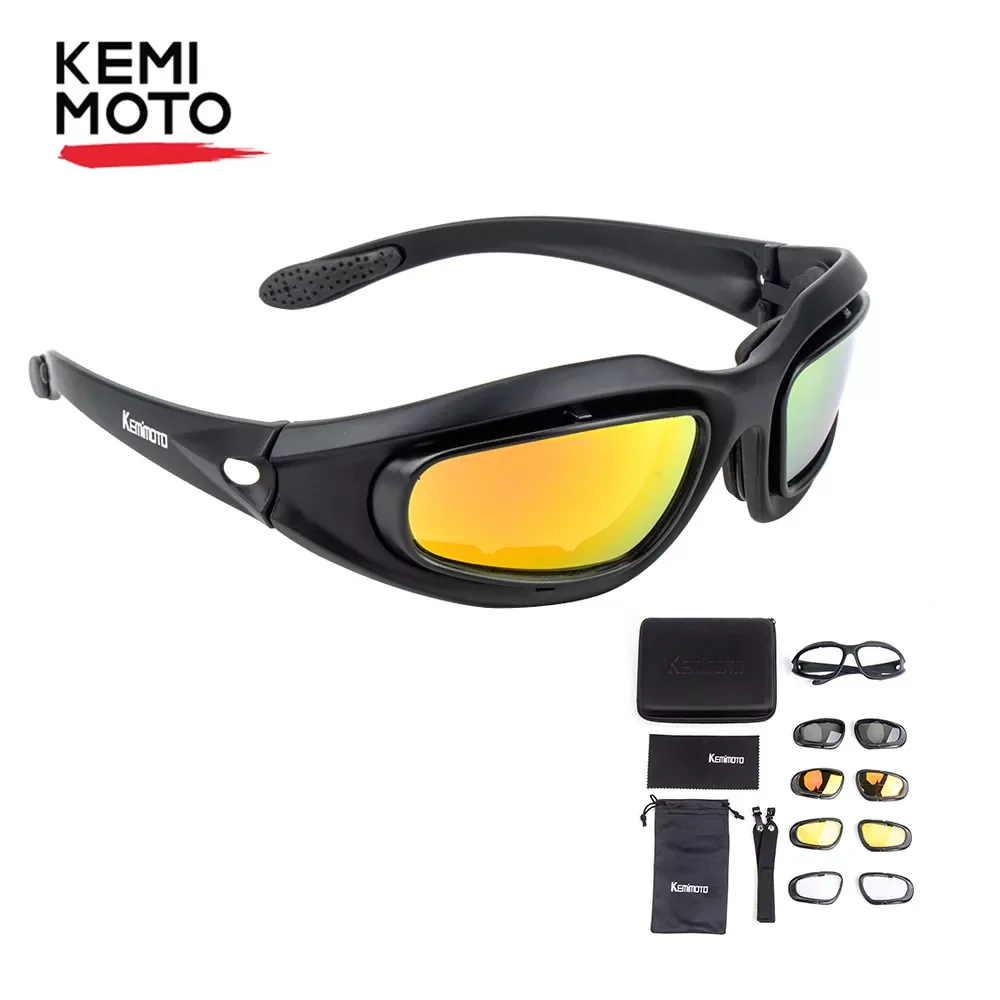 

KEMiMOTO Motorcycle Glasses Polarized Sunglasses For Shooting Eye Protection Windproof Moto Goggles UV400 Antifog clear Lens