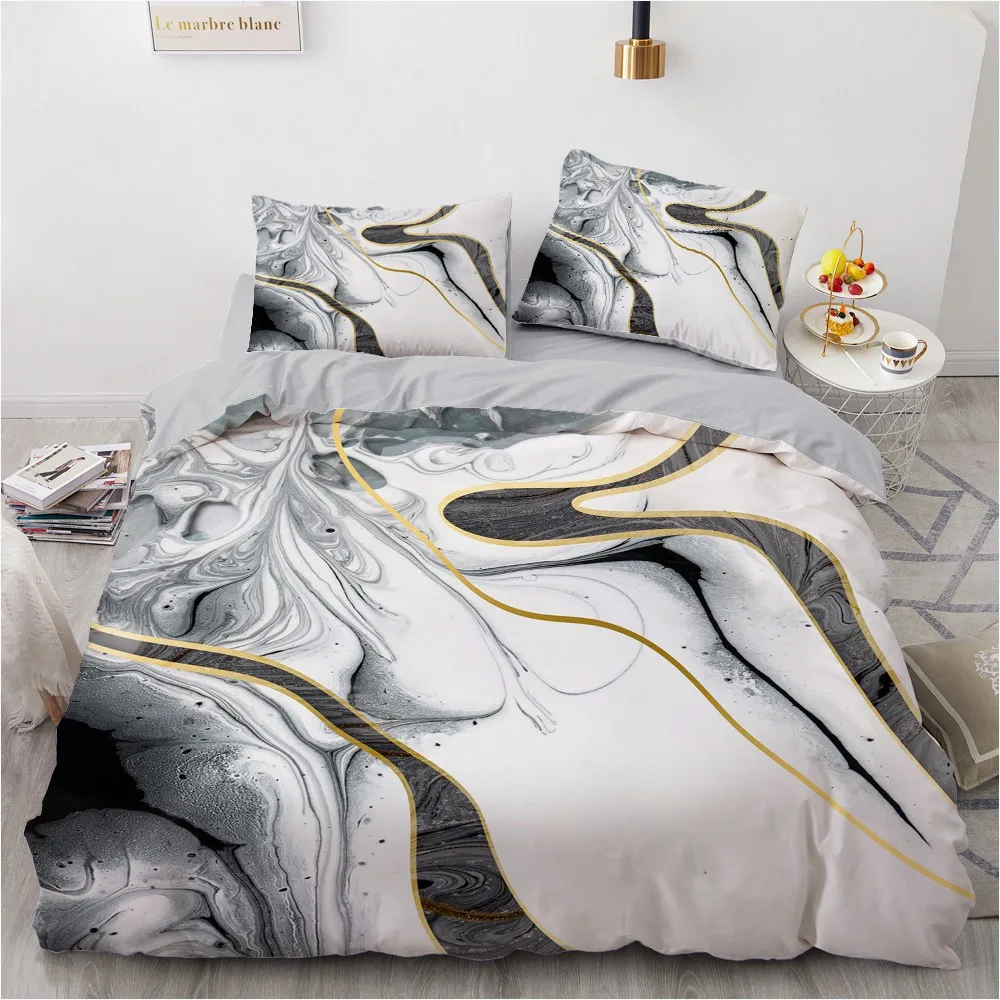 

3D Ink Painting White Duvet Cover Set Luxury Bedding Set Design Custom Quilt Cover Pillowcases Double Queen King Size for Home