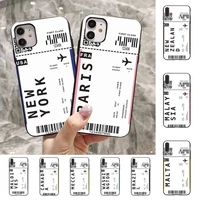 fhnblj world country label air tickets phone case for iphone 11 12 13 mini pro max 8 7 6 6s plus x 5 se 2020 xr xs funda cover