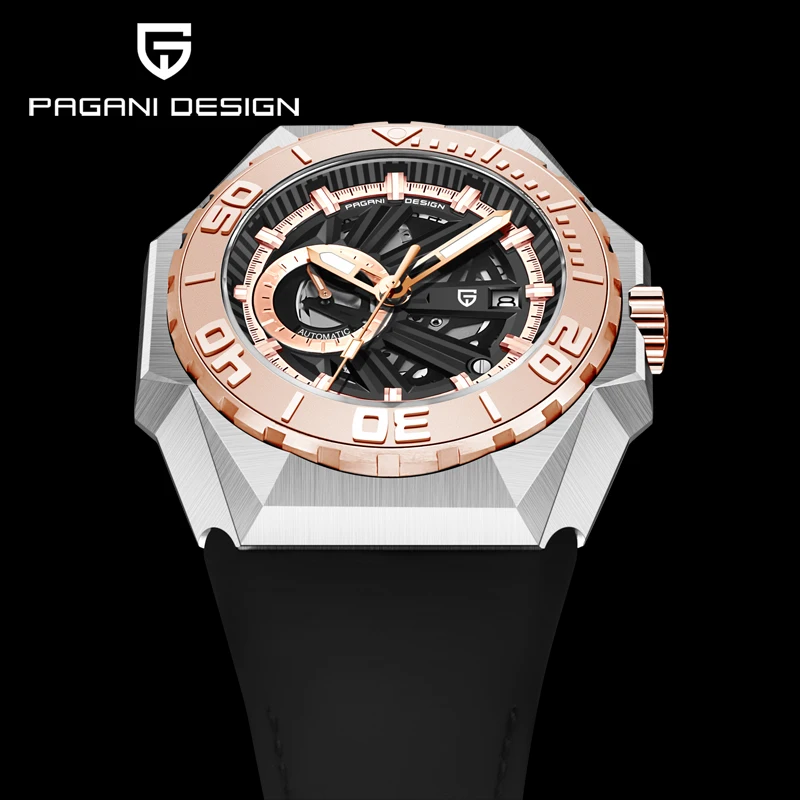 

PAGANI DESIGN Men Gold Wristwatches Skeleton Automatic Watch For Men Luxury Sport 100M Waterproof Miyota 8217 Clock Reloj Hombre
