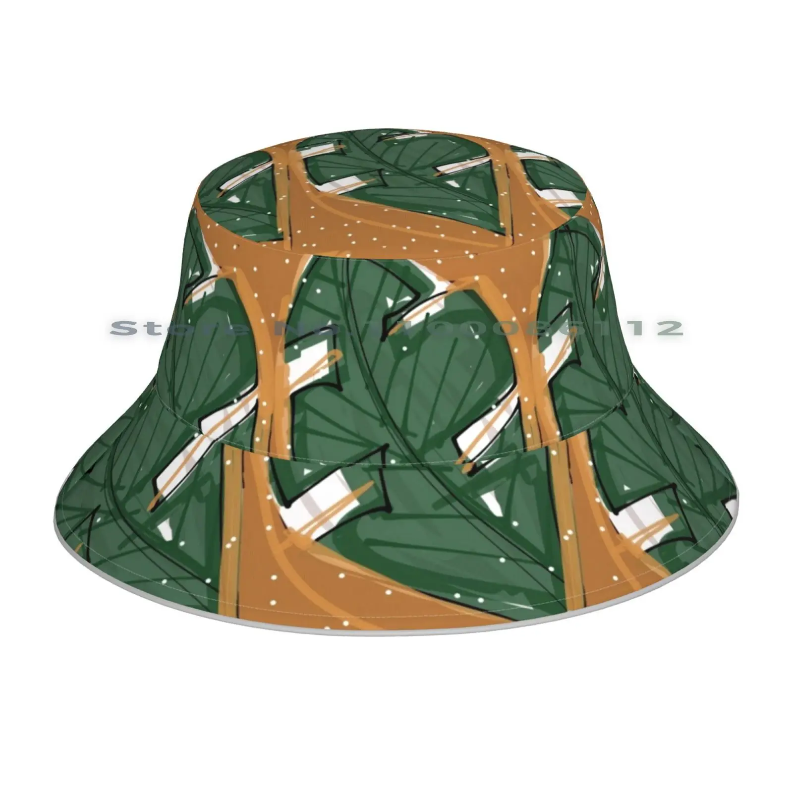 Панама с зелеными листьями складная уличная шляпа от солнца