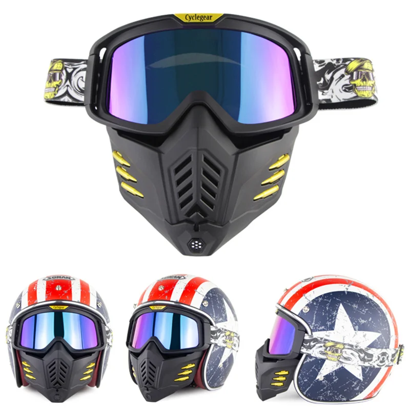 Винтажные мотоциклетные очки съемные для шлема крутой дизайн ретро-очки маска |