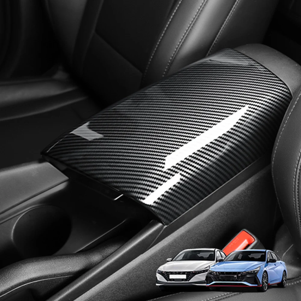 

Car Armrest Cushion Cover Carbon Fiber ABS Console Armrest Box Pad Cover For Hyundai Elantra CN7 N Interior Mouldings