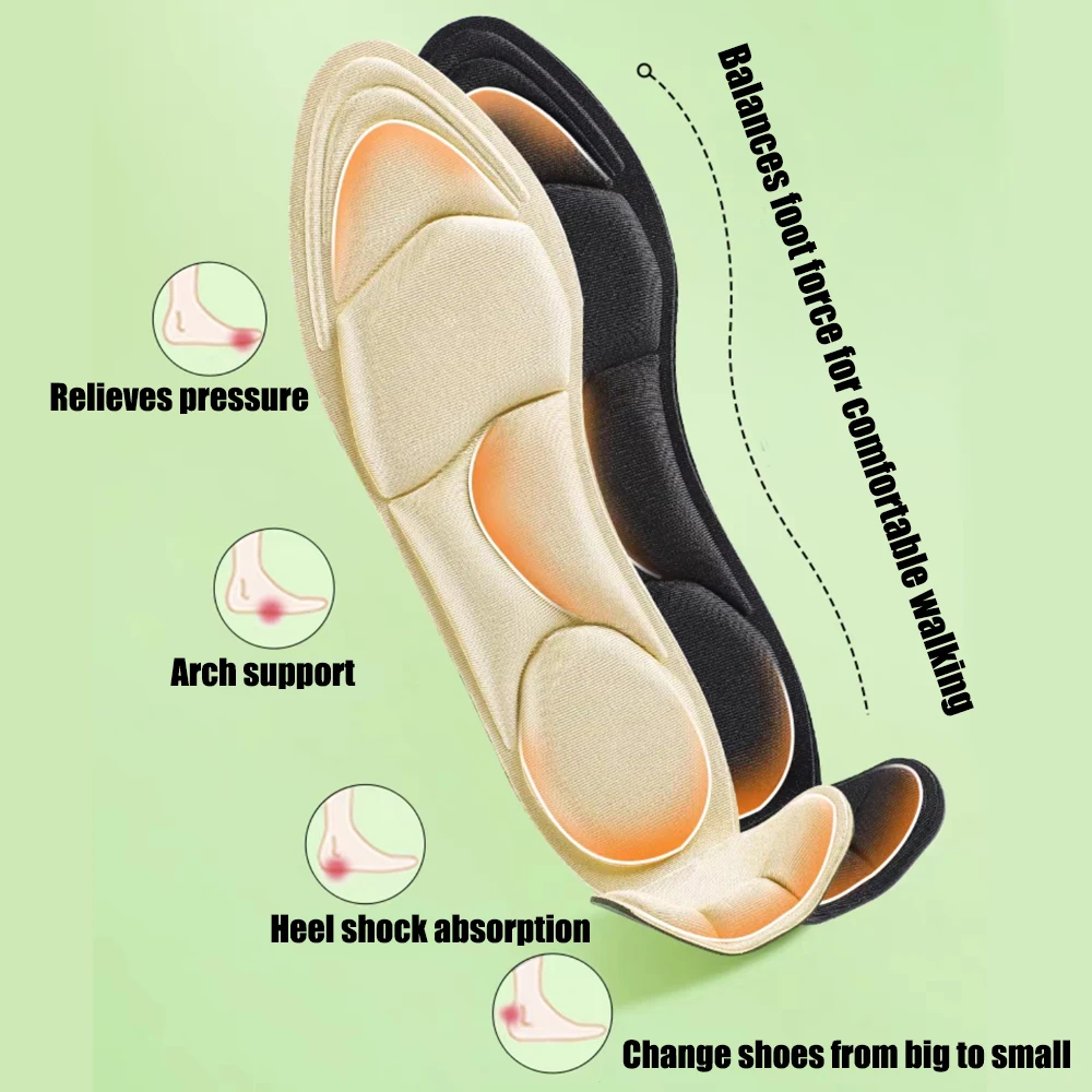 Memory Foam Insoles for Shoes Women High Heels Inserts Plantar Fasciitis Pain Relief Comfort Breathable Foot Massage Shoe Pads