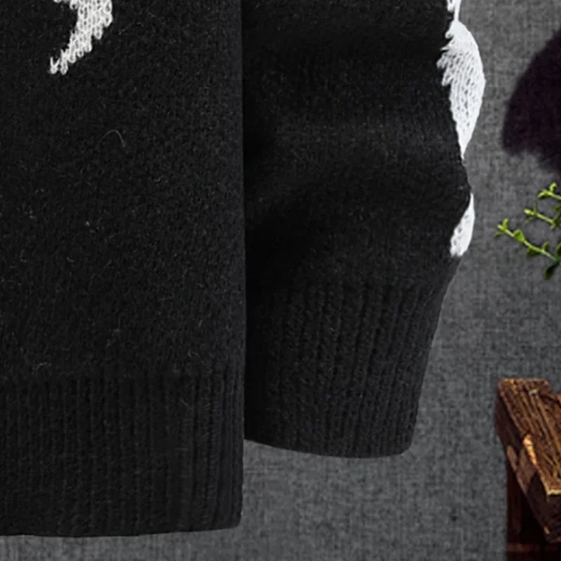 Женский свободный свитер на Хэллоуин с эстетическим черепом и жаккардовым