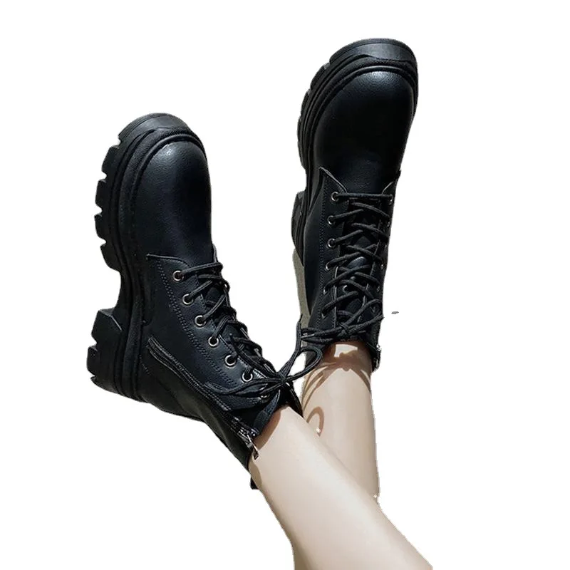 Europe 2022 New Boots for Women Patent Leather Short Boots Square Heel High Top Women Shoes Fashion Luxury Short Boots Female