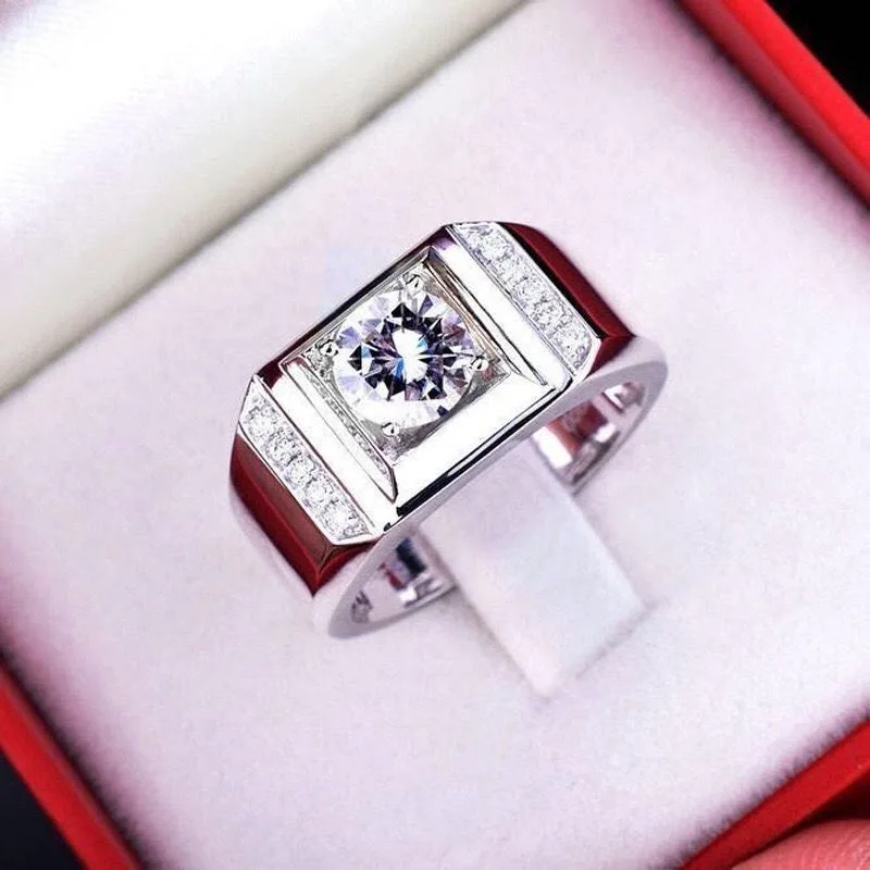 

New Design Domineering Moissanite Ring Men's Trend Time Diamond Ring Generous Jewelry Accessories