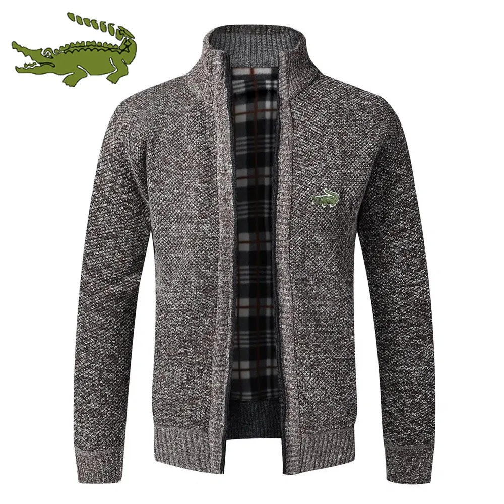 

Embroidery CARTELO Winter New Men Hooded Coat Sweater Plush Thickened Jackets Zipper Cardigan Sweater Large Casual Men's Jacket
