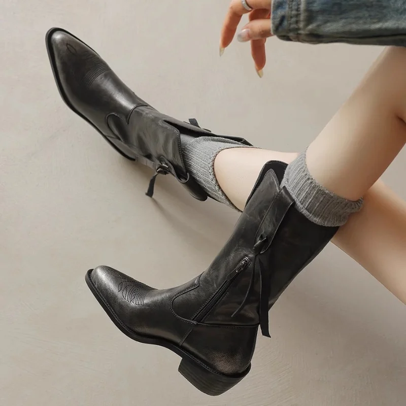 Женские ботинки челси на среднем каблуке зимние ботинки-гладиаторы новинка 2025