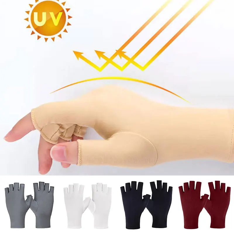 

Half Fingers Gloves Summer Breathable Thin Semi-Finger Driving Glove Sunscreen Anti-Uv Fingerless Glove Elasticity Gloves